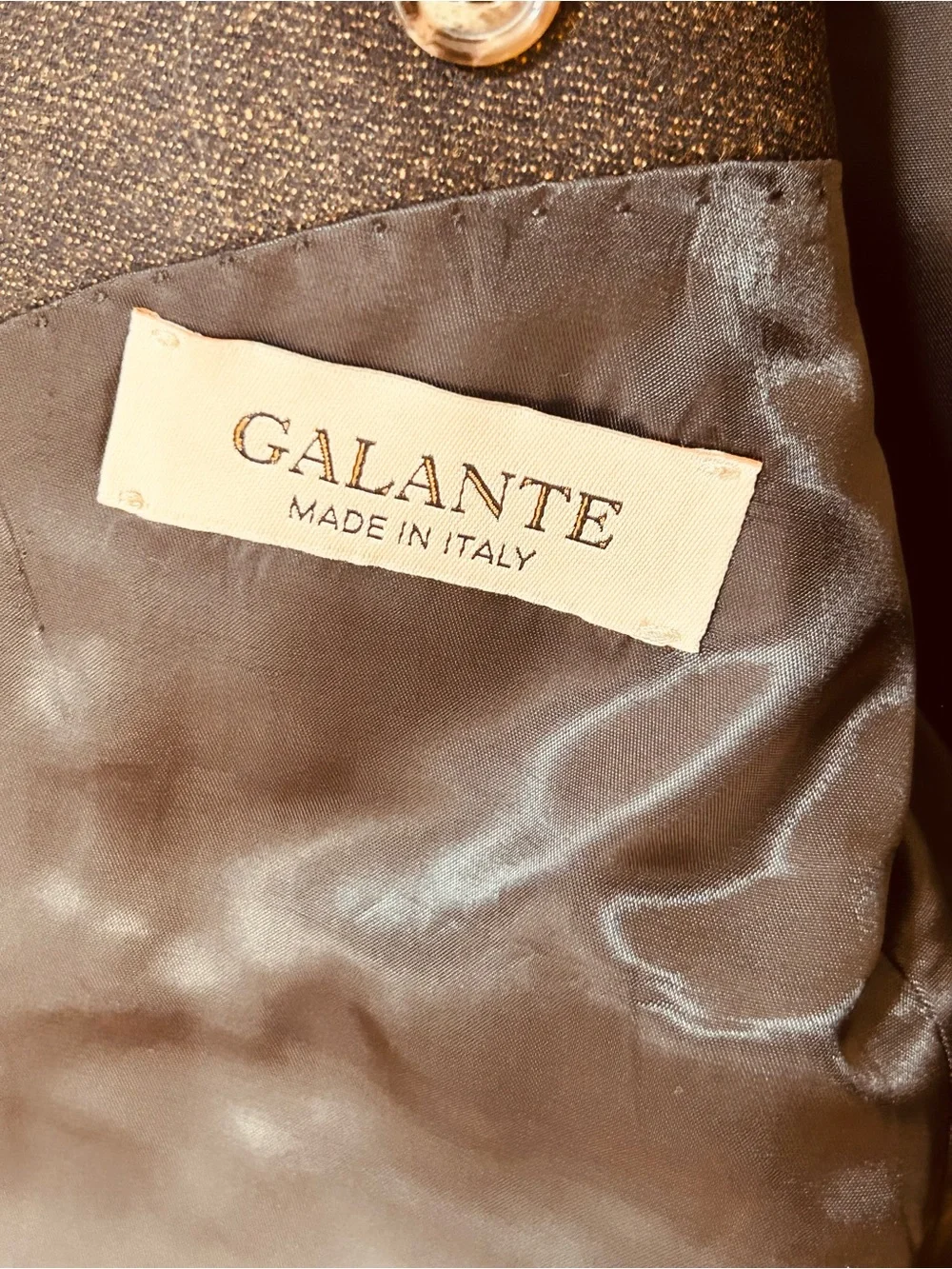 44R Men's Brown Two-Button Blazer Made in Italy by Galante Super 110s Wool.